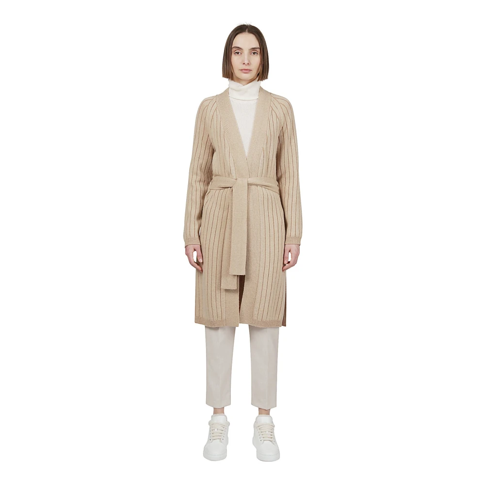 Eleventy Kasjmier Ceintuur Ribgebreide Vest Beige Dames