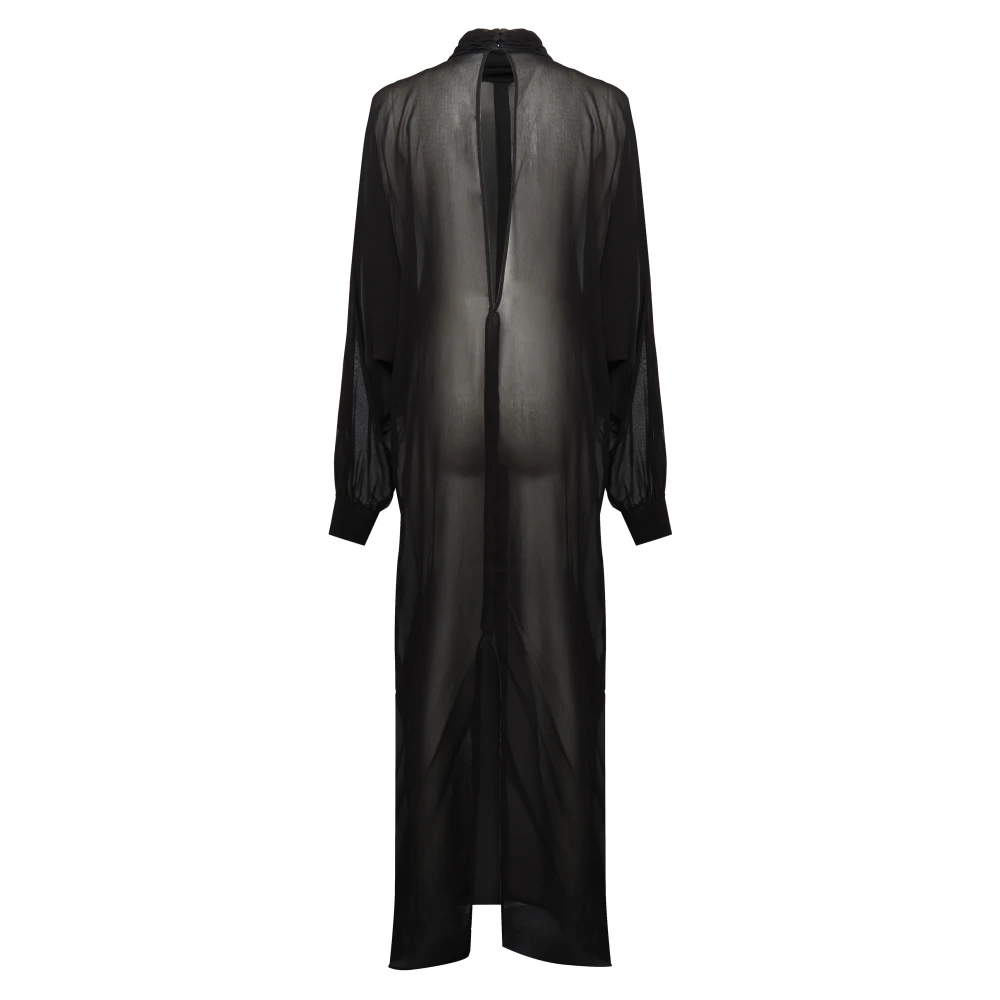 Nineminutes Zwarte Jurk met Kraag en Lange Mouwen Black Dames