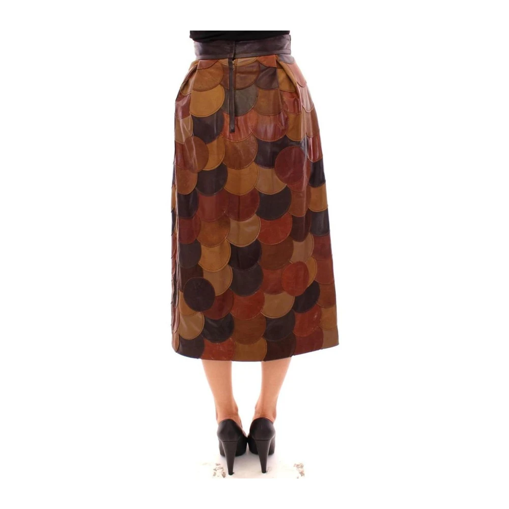 Dolce & Gabbana Bruine Patchwork Leren Rok Multicolor Dames
