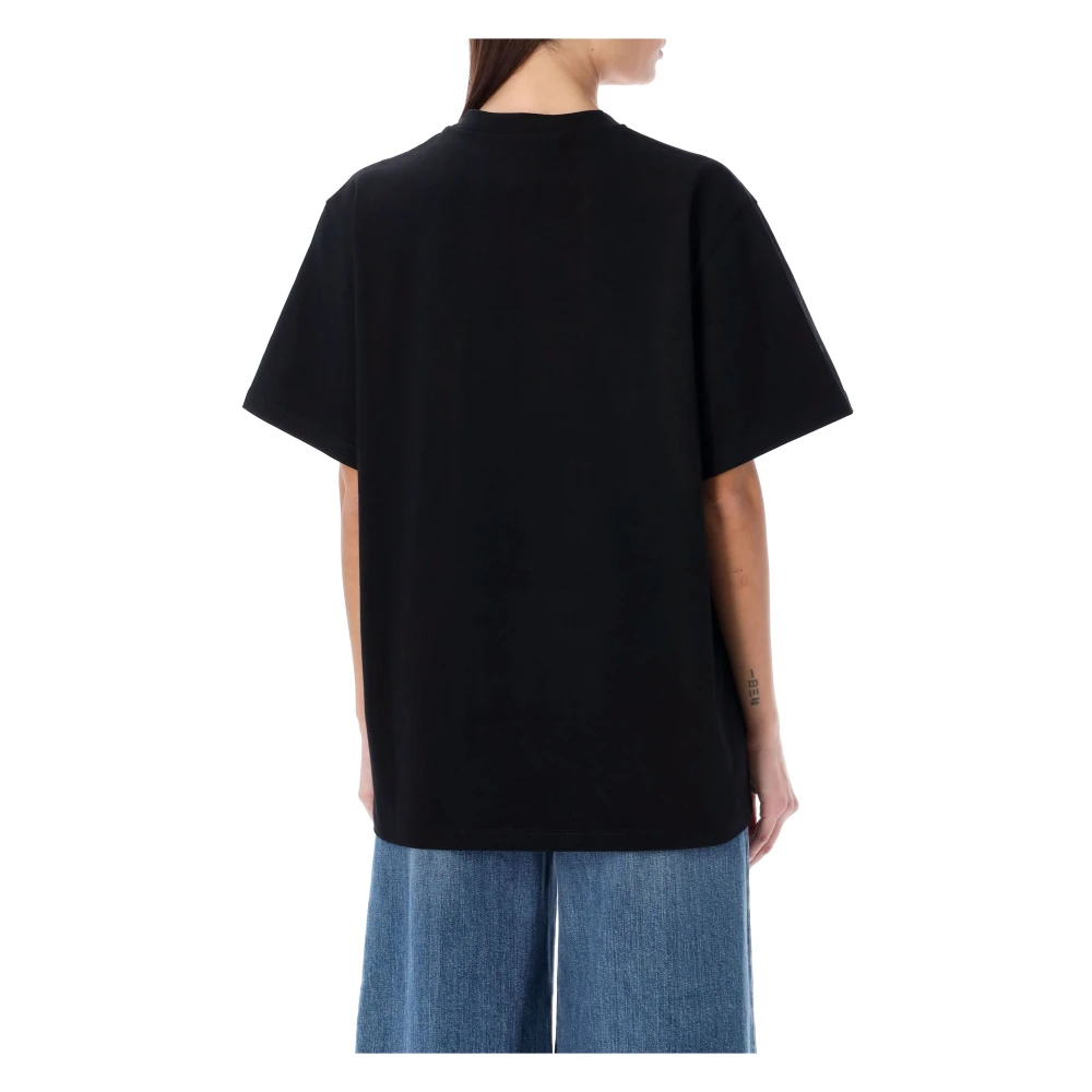 Stella Mccartney Zwart Strass Logo T-shirt Black Dames