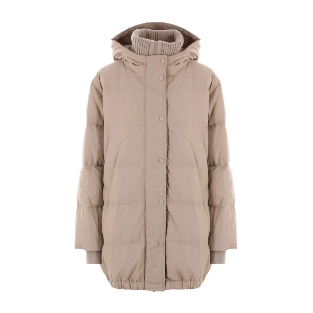 BRUNELLO CUCINELLI Gewatteerde ganzendonsjas beige Dames