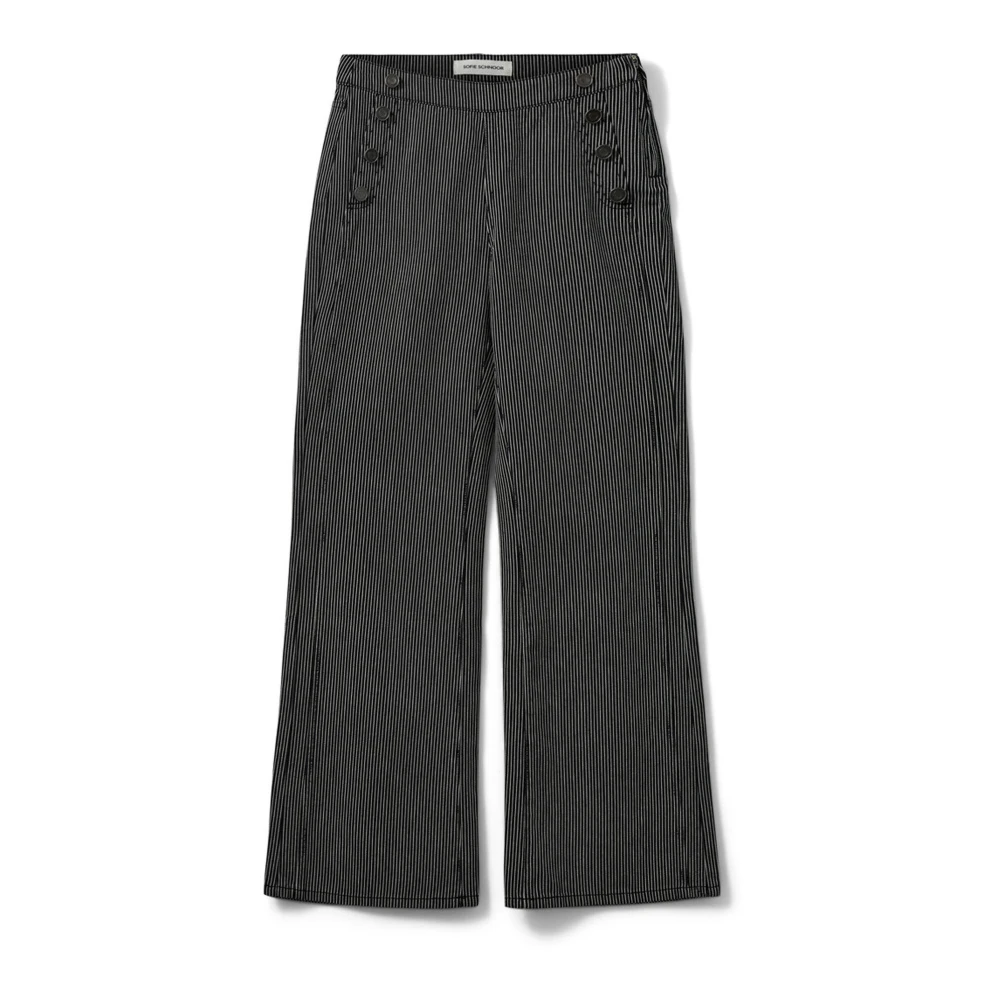 Sofie Schnoor Black Striped Lyonsw Trousers With Button Details - Female - Straight Trousers - Xs - Trousers