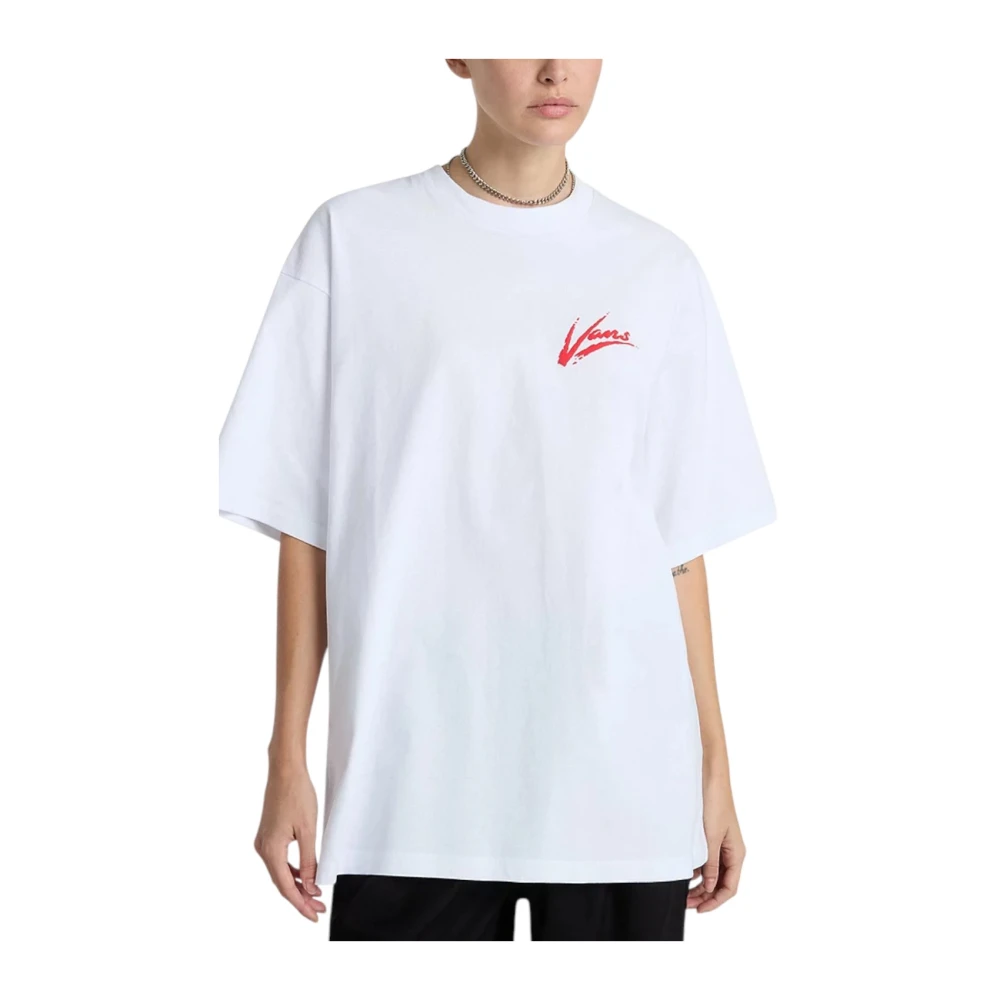 Vans Geribbelde ronde hals bedrukt T-shirt White Dames