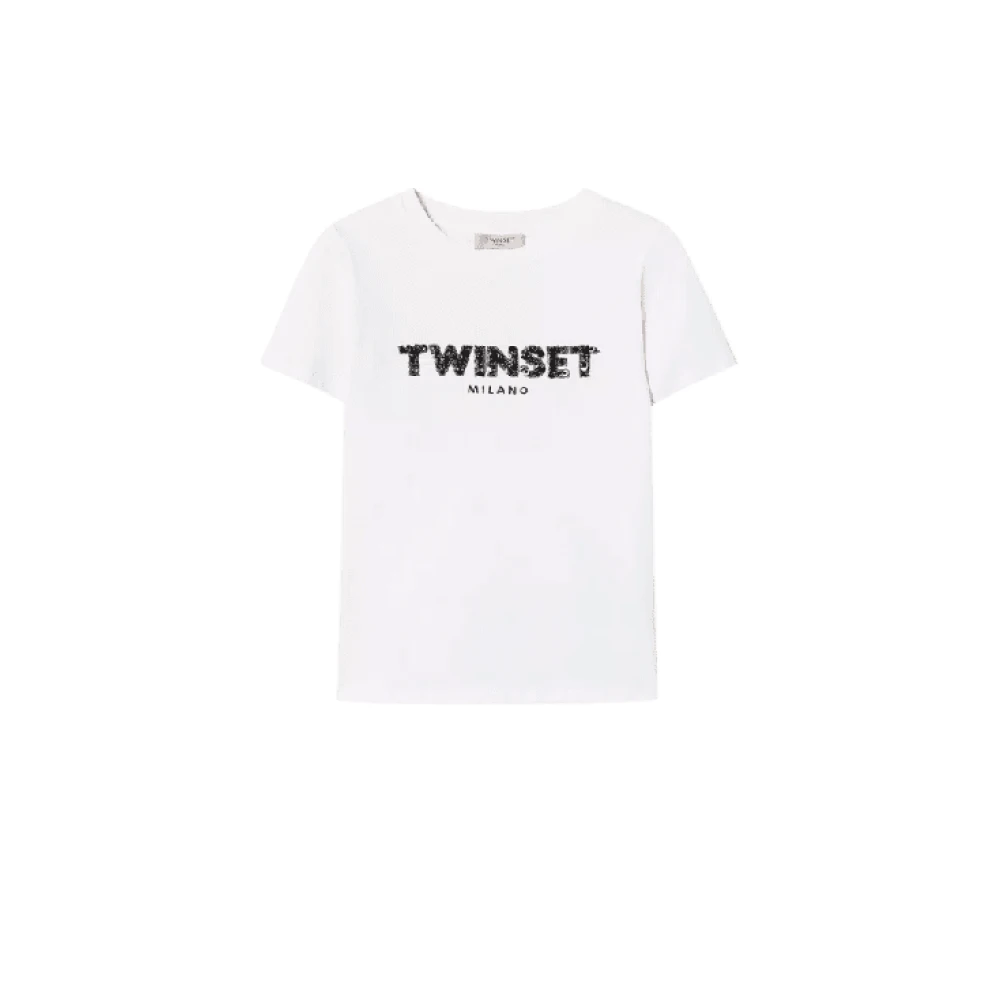 Twinset Geborduurd logo lettering T-shirt in wit White Dames