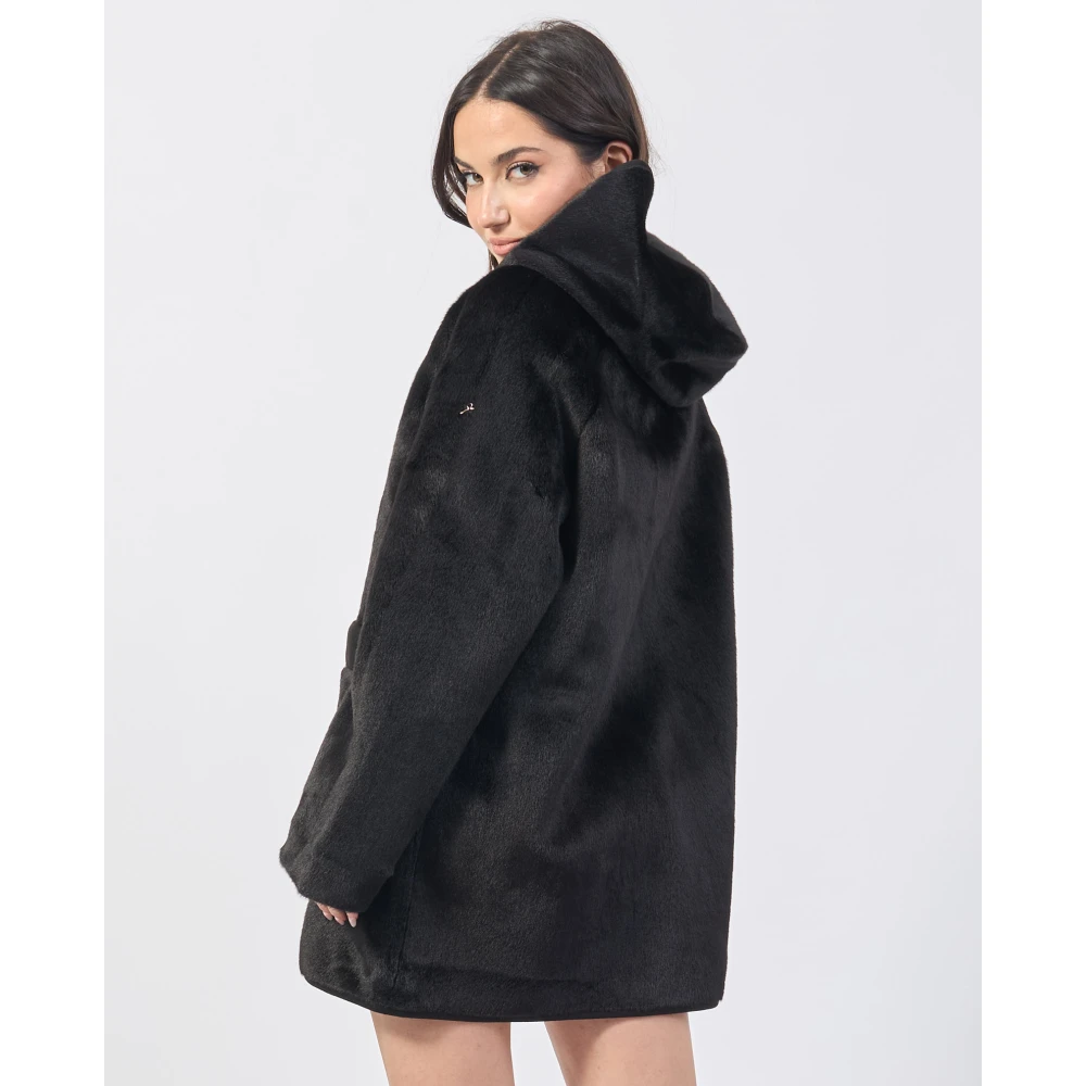 YES ZEE Omkeerbare zwarte jas met capuchon Black Dames