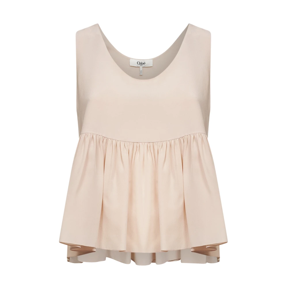 Chloé Pink Sleeveless Tops, Female, M, Gathered Sleeveless Top