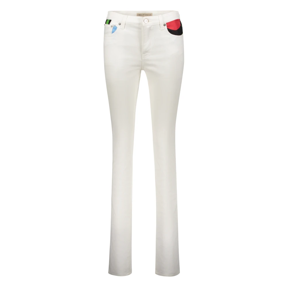 EMILIO PUCCI Bedrukte Inzet Jeans met Logodetail White Dames