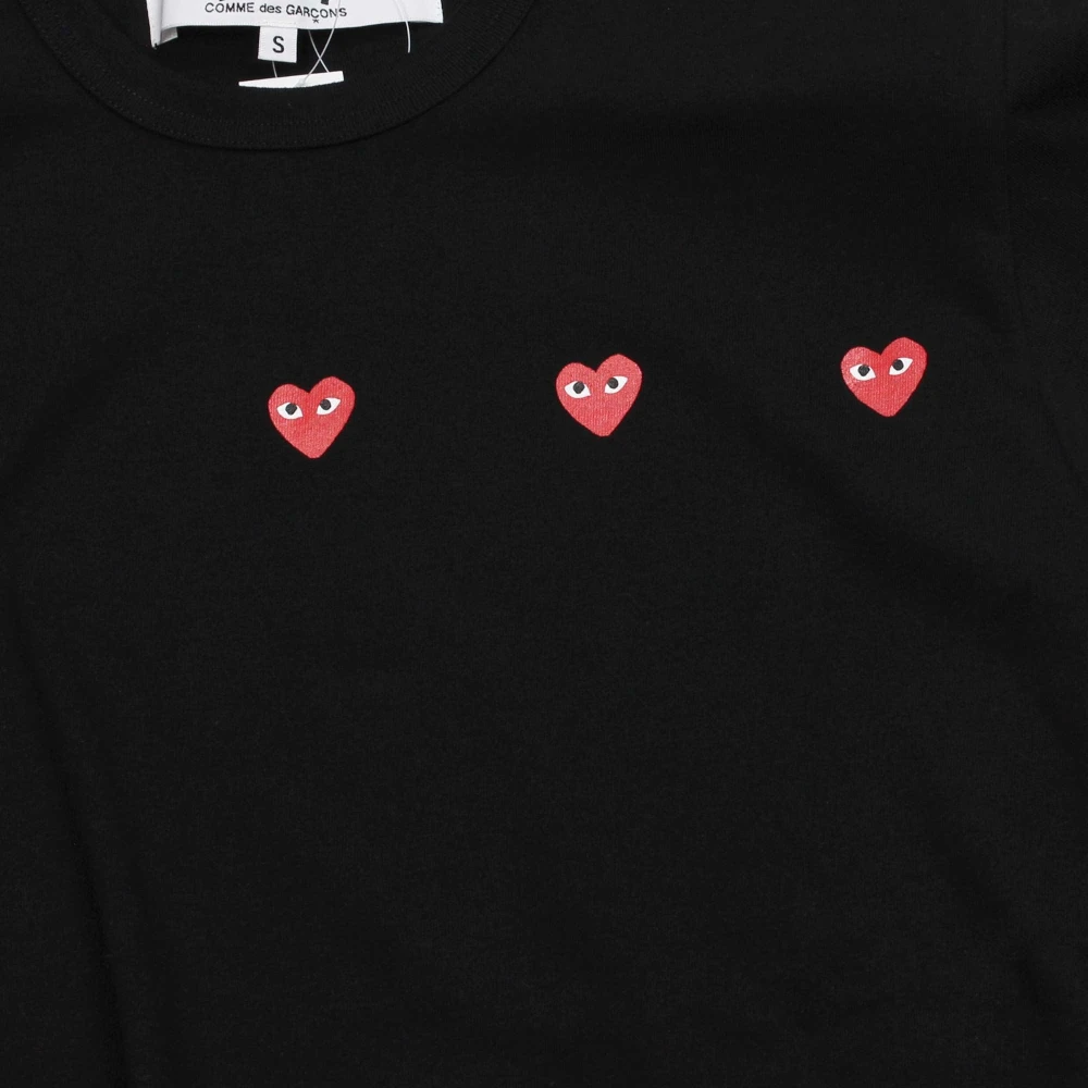 Comme des Garçons Play Zwart T-shirt met hartprint Black Heren