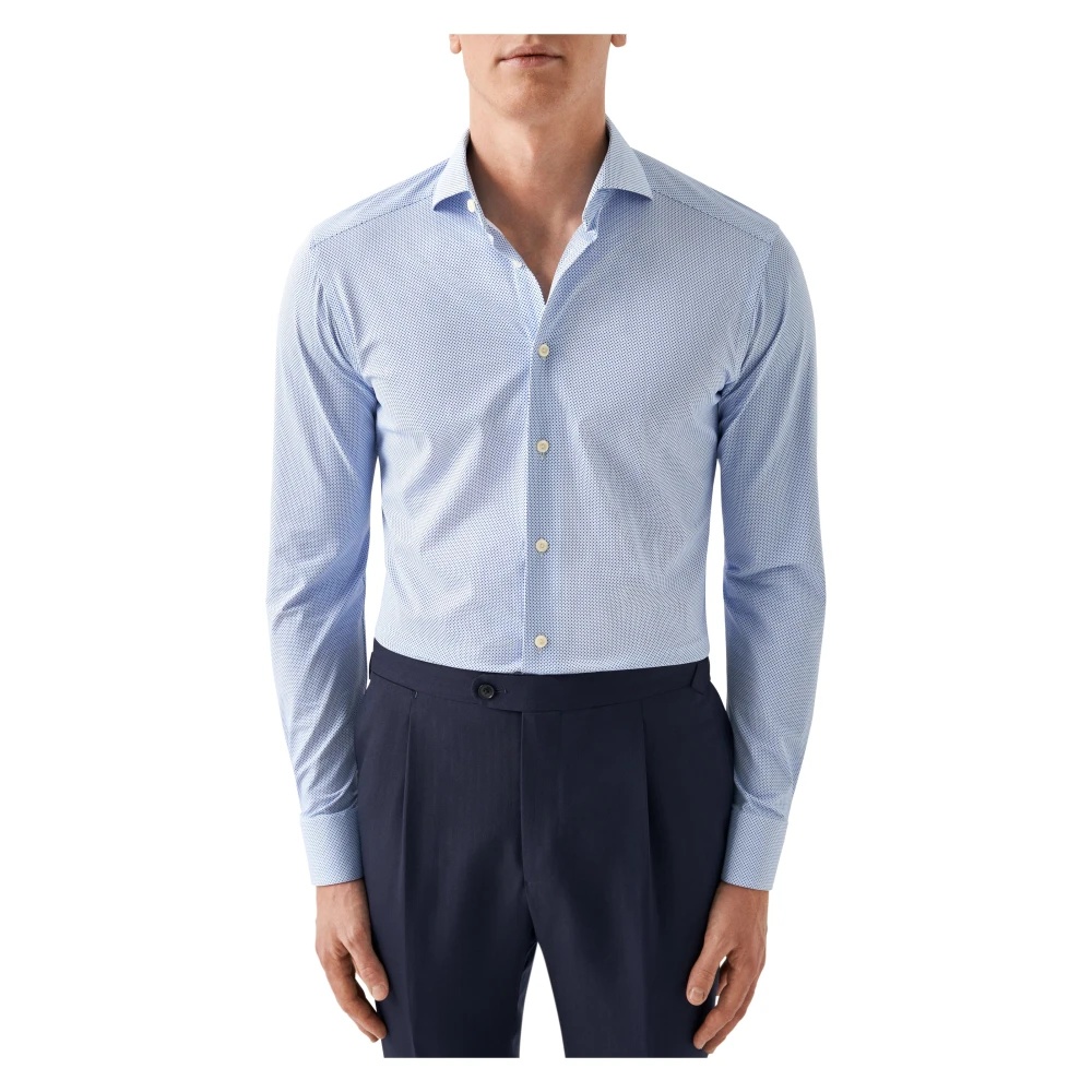 Eton Stretch Slim Fit Microprint Overhemd Blue Heren