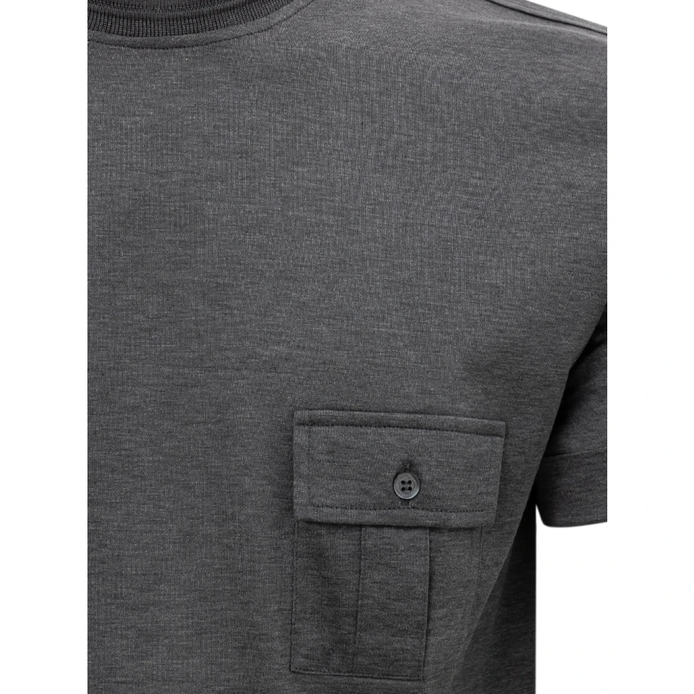 Corneliani Donkergrijze Zak Knoop T-shirt Gray Heren