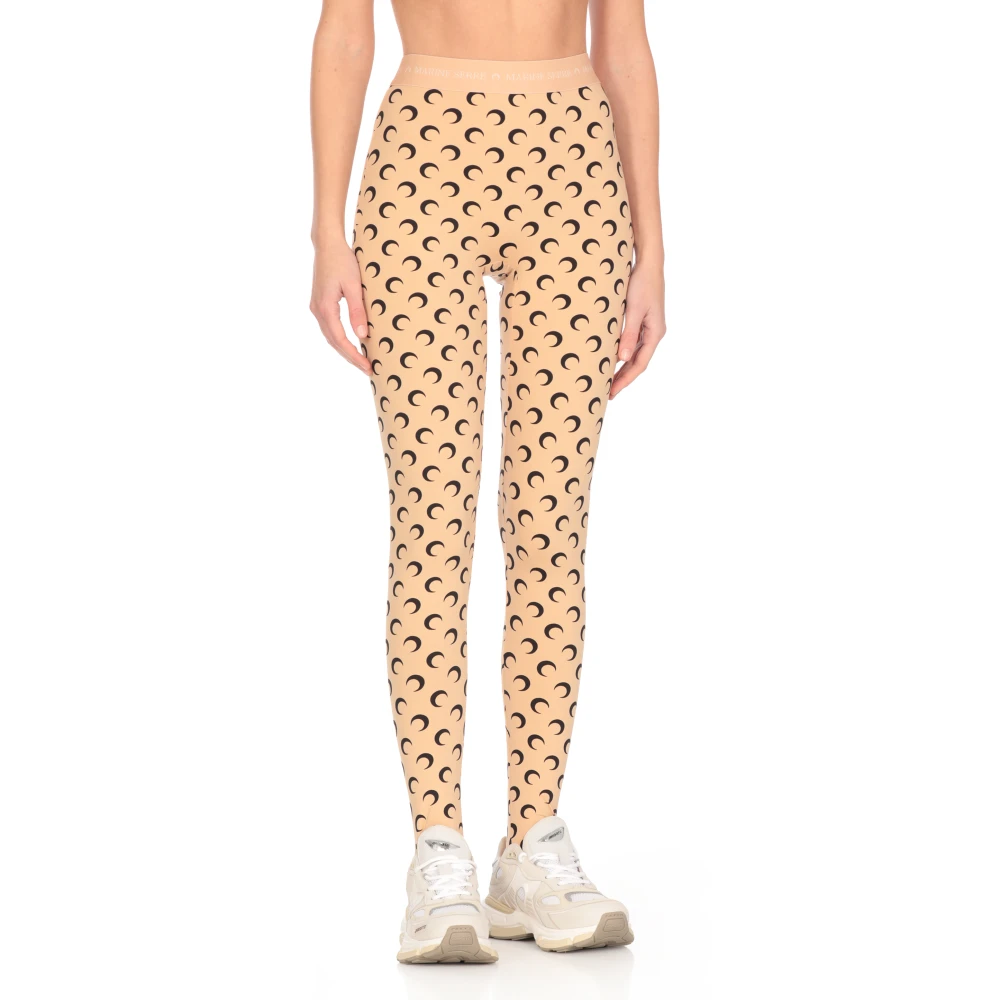 Marine Serre Beige Moon Logo Leggings Beige Dames
