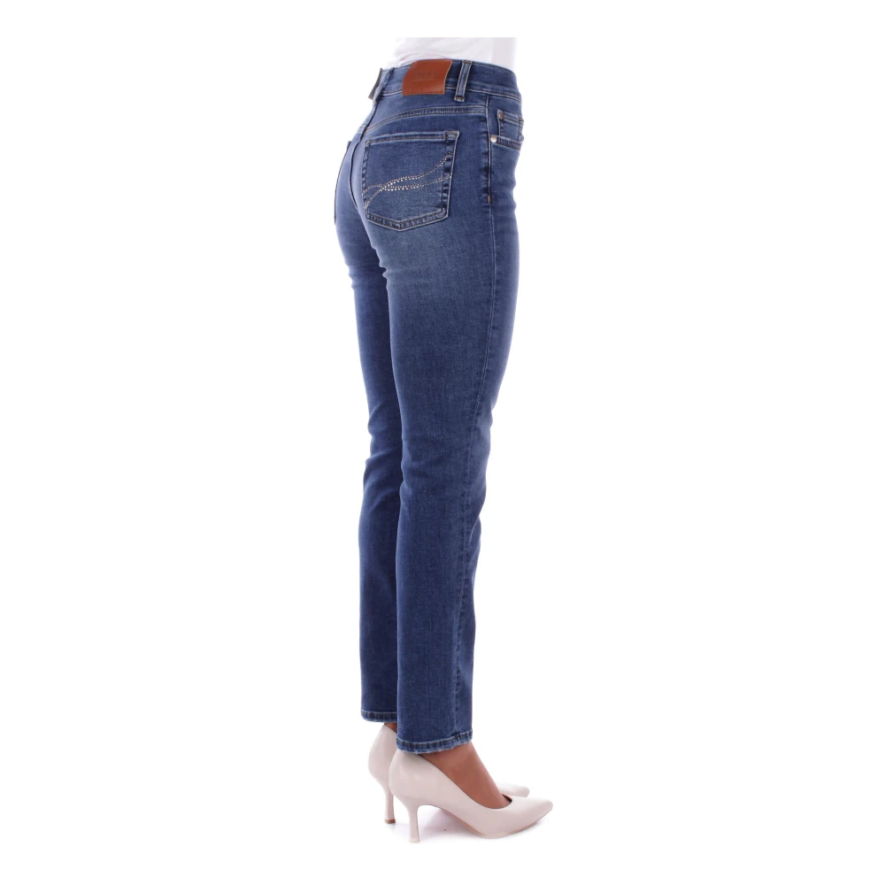 Liu Jo Denim Skinny Stretch Jeans met Strass Details Blue Dames