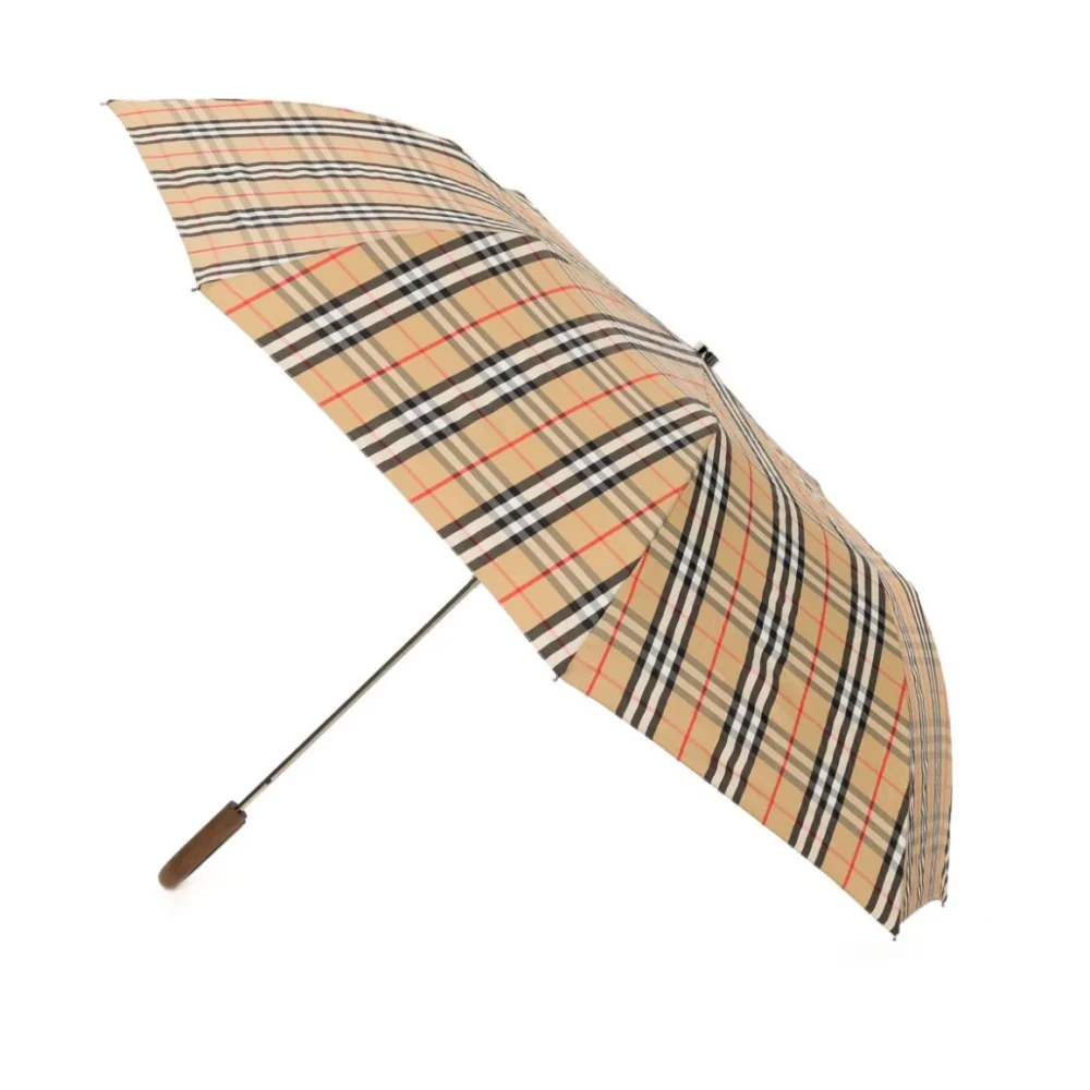 Burberry Geruite Paraplu met Bijpassende Hoes Beige Dames