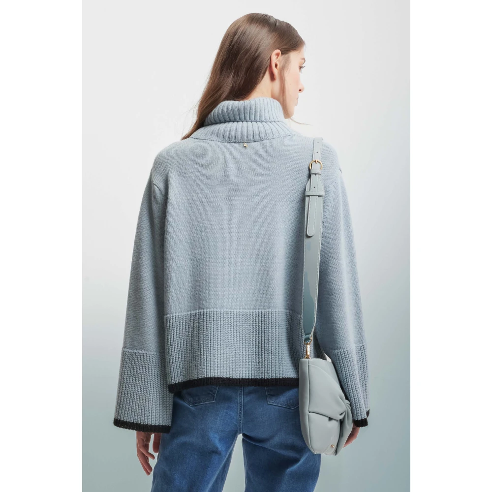 Kocca Polo Neck Jumper met wijde mouwen Blue Dames