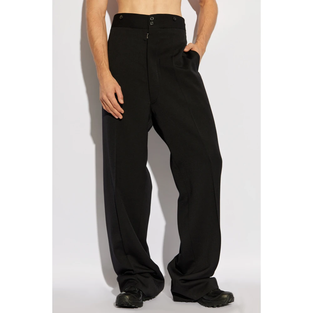 Maison Margiela Wollen broek met vouw Black Heren