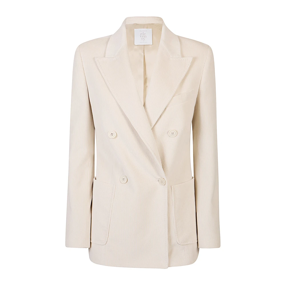 Eleventy Women's Beige Double-Breasted Cotton Cashmere Jacket - Blazers - L - Jackets