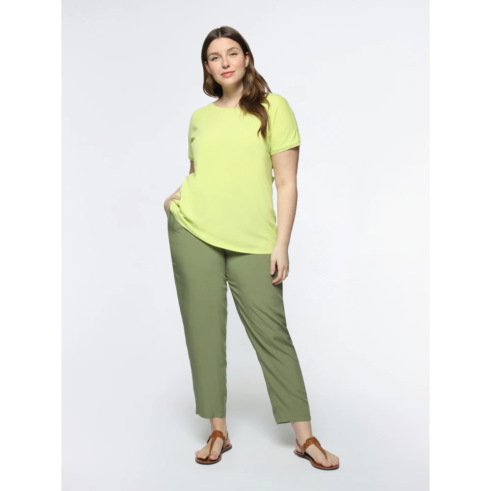Fiorella Rubino T-shirt met Lurex-boorden en twee stoffen Yellow Dames