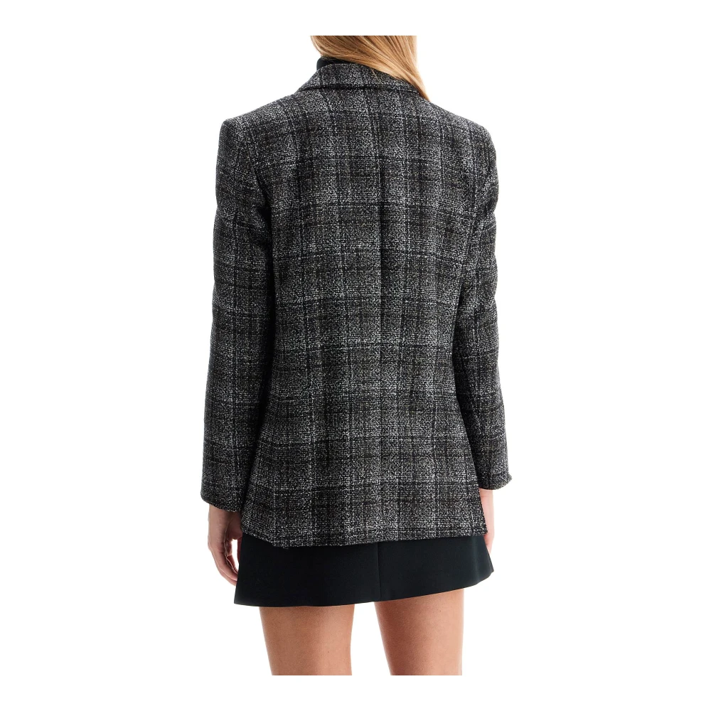 Blazé Milano Geruite wollen blazer met Smiley-zakken Gray Dames