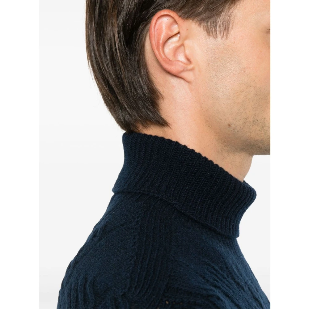 Tagliatore Navy Gebreide Trui Col Lange Mouw Blue Heren