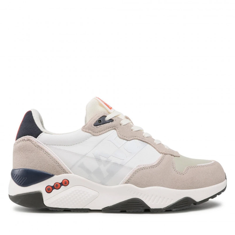 Napapijri Grijze hardloopsneakers met leren inzetstukken Heren Schoenen Grijs
