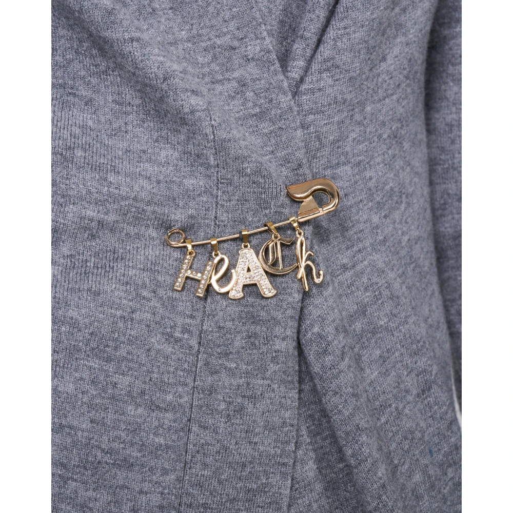 Silvian Heach Lang Vest met Broche Gray Dames