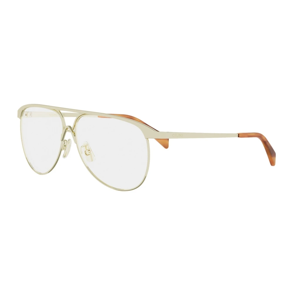 Celine Yellow Glasses, Female, 59 Mm, Semi-Shiny Metal Pilot Eyeglasses