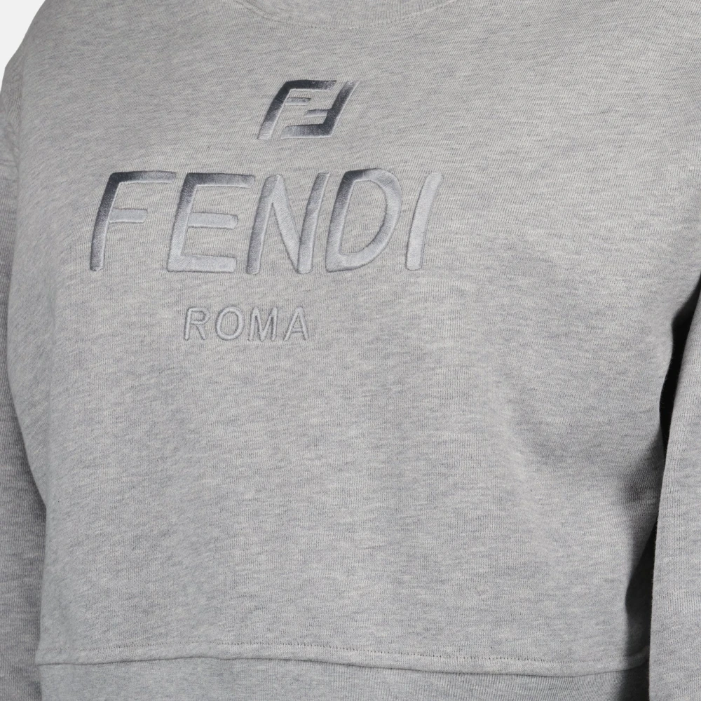 Fendi Grijze Katoenen Sweatshirt Herfst-Winter Collectie Gray Dames