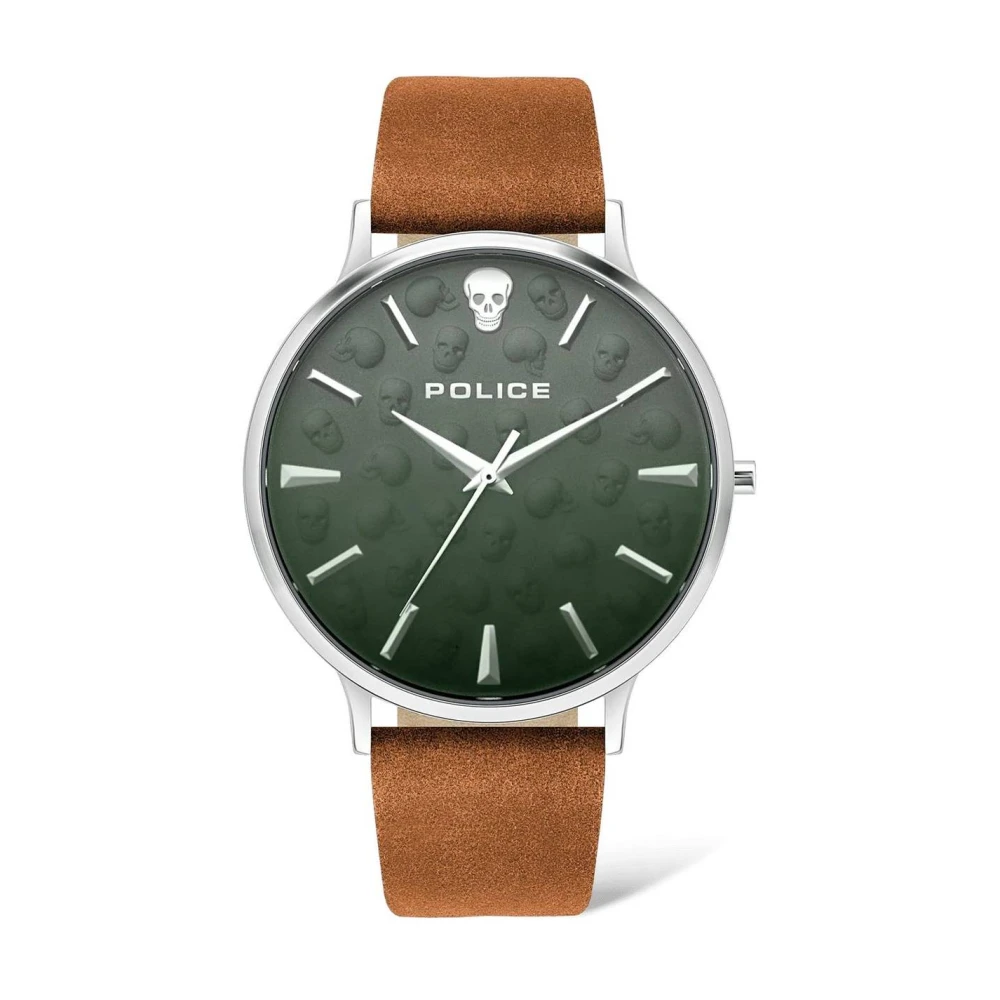 Police Men's Brown Watches, One Size, Watch Tasman Leather Strap Light