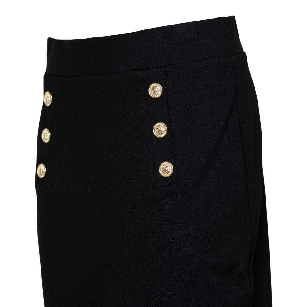 &Co Woman Zwarte Rechte Rok met Details Black Dames