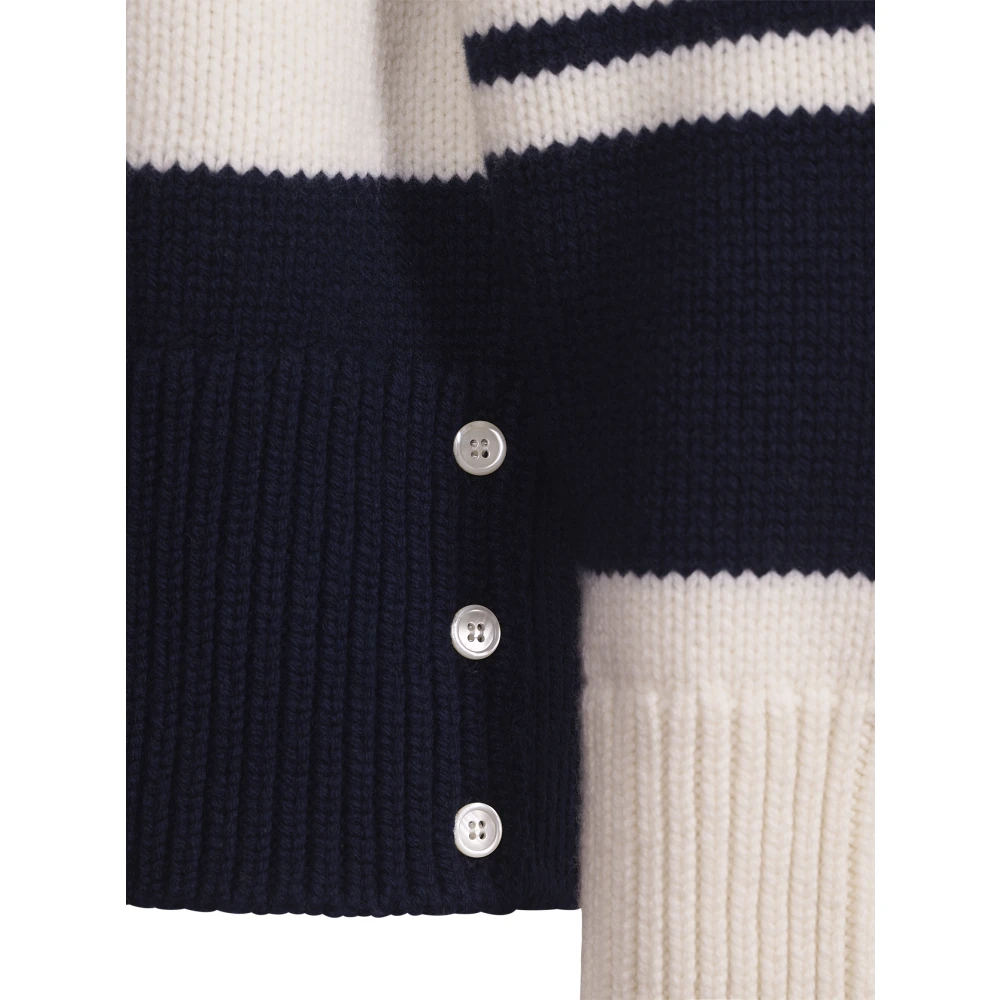 Thom Browne Blauwe Rugby Streep Wollen Trui Blue Heren