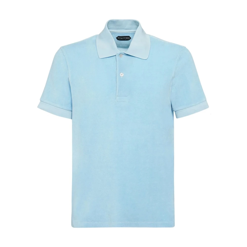 Tom Ford Badstof Polo Shirt in Sky Kleur Blue Heren