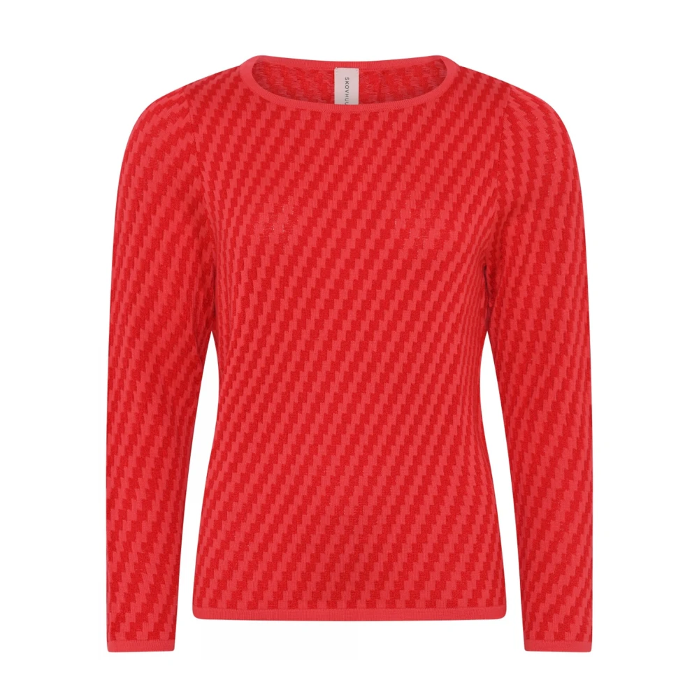 Skovhuus Speciell Rutig Pullover Blus Rosa/Röd Red, Dam