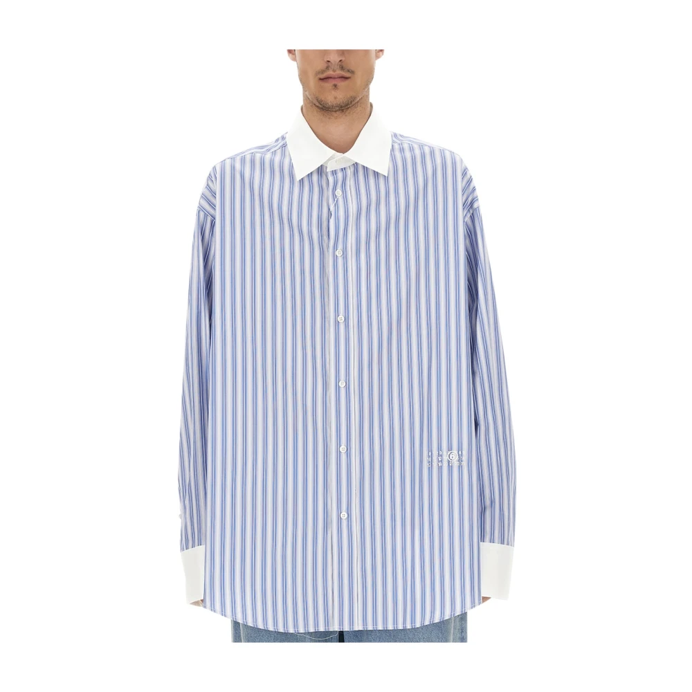 MM6 Maison Margiela Katoenen Oversized Fit Shirt Gemaakt in Italië Blue Heren