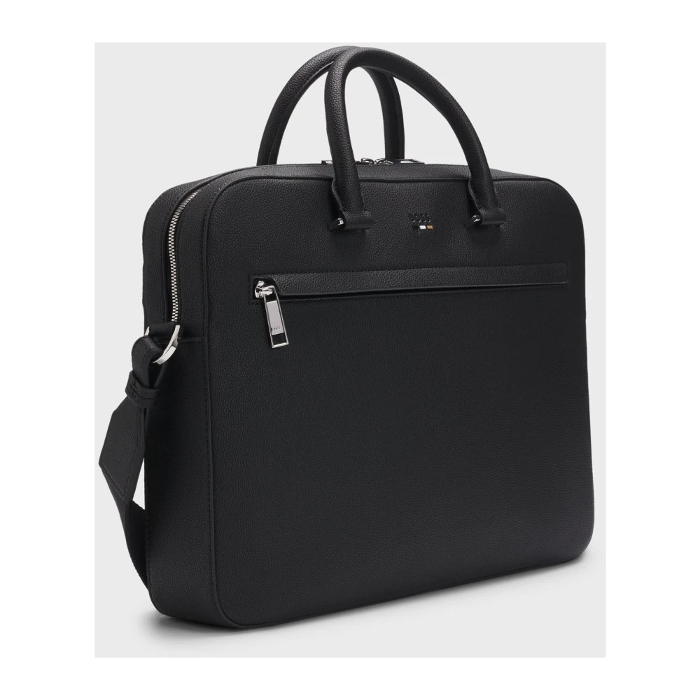 Hugo Boss Zwarte Documententas met Dubbele Rits Black Heren
