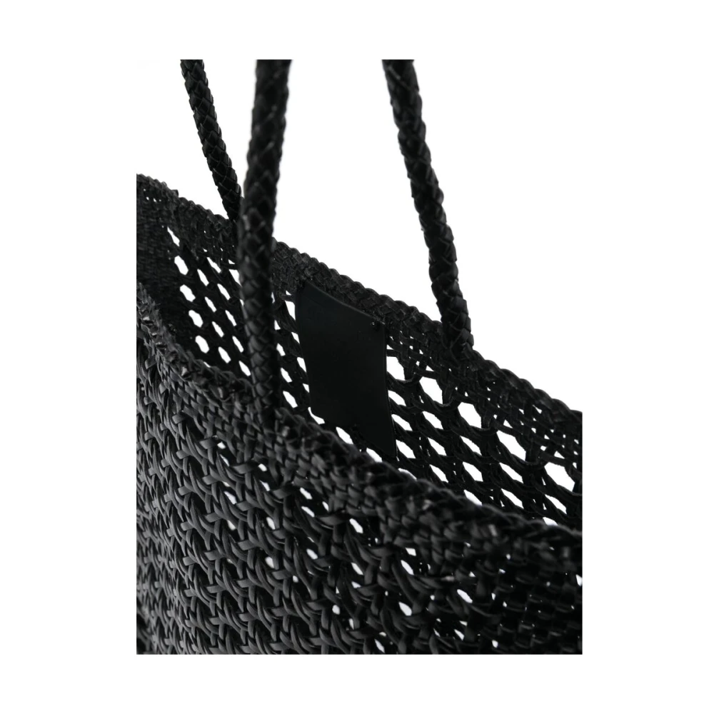 Dragon Diffusion Zwarte Leren Mand Weefsel Tote Tas Black Dames