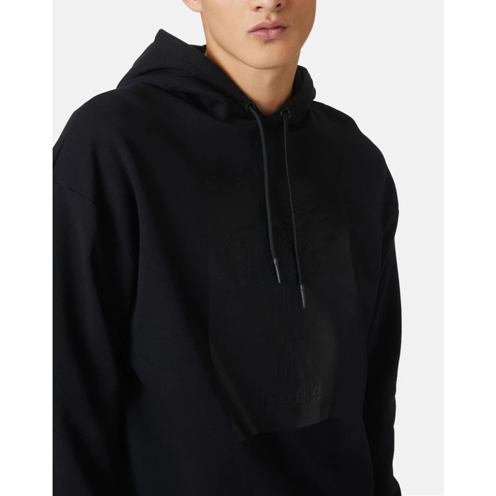 Iceberg Hoodie met rubberen print Black Heren