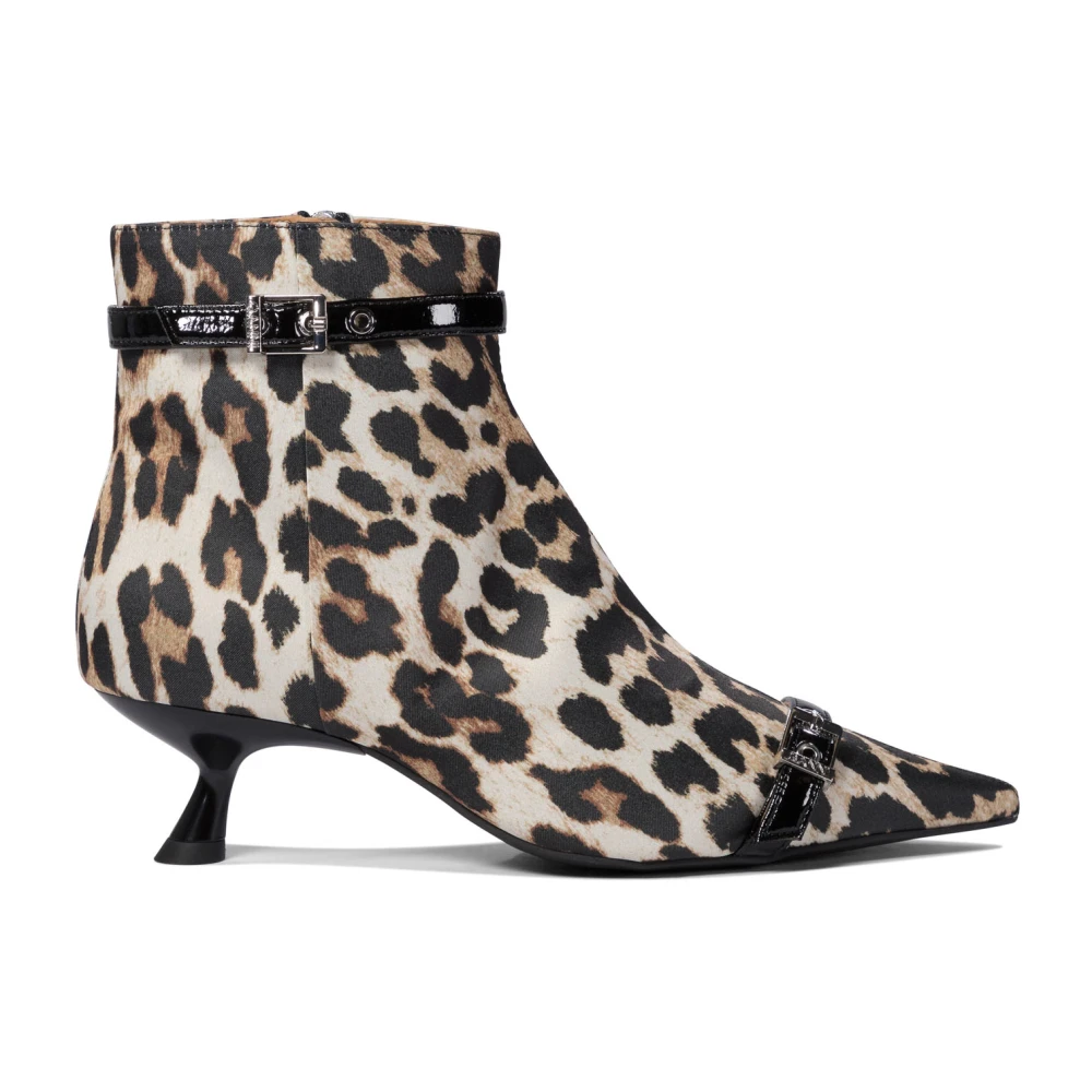 Ganni Women's Brown Leopard Print Ankle Boots