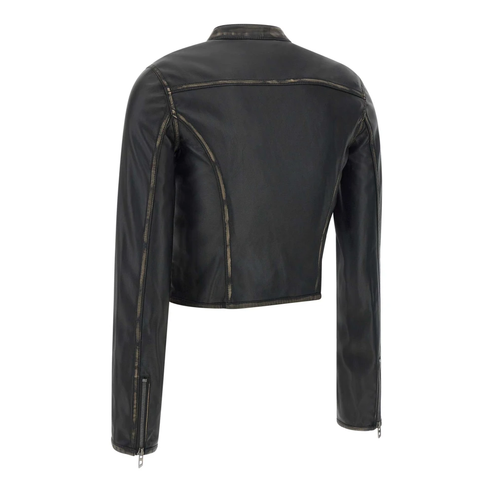 Diesel Zwarte Bikerjas met Ritssluiting Zakken Black Dames
