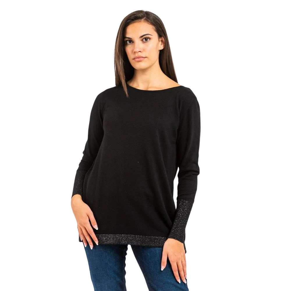 Gas , Round-Neck Knitwear, Female, Black, S, Jumper