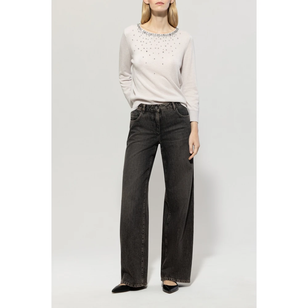 LUISA CERANO Wideleg Tencel Denim Broek Vintage Look Gray Dames