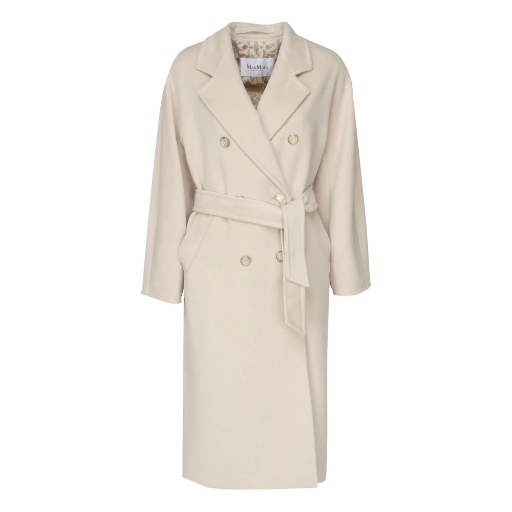 Max Mara Beige Wol Kasjmier Dubbel-Breasted Jas Beige Dames