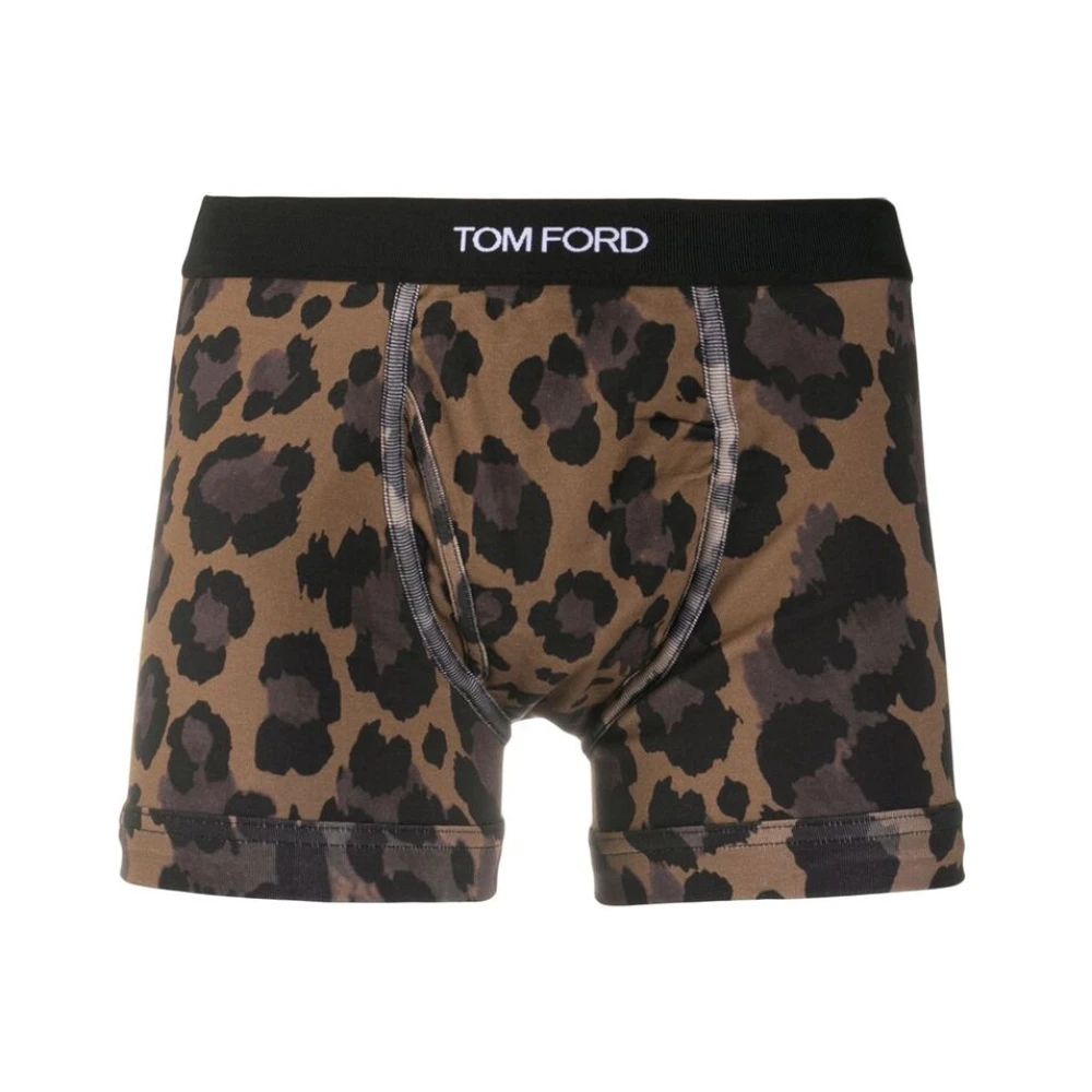 Tom Ford Luipaardprint Stretch Katoenen Boxershorts Brown Heren