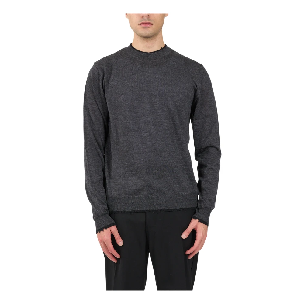 Mauro Grifoni Wollen trui met ribdetails Gray Heren