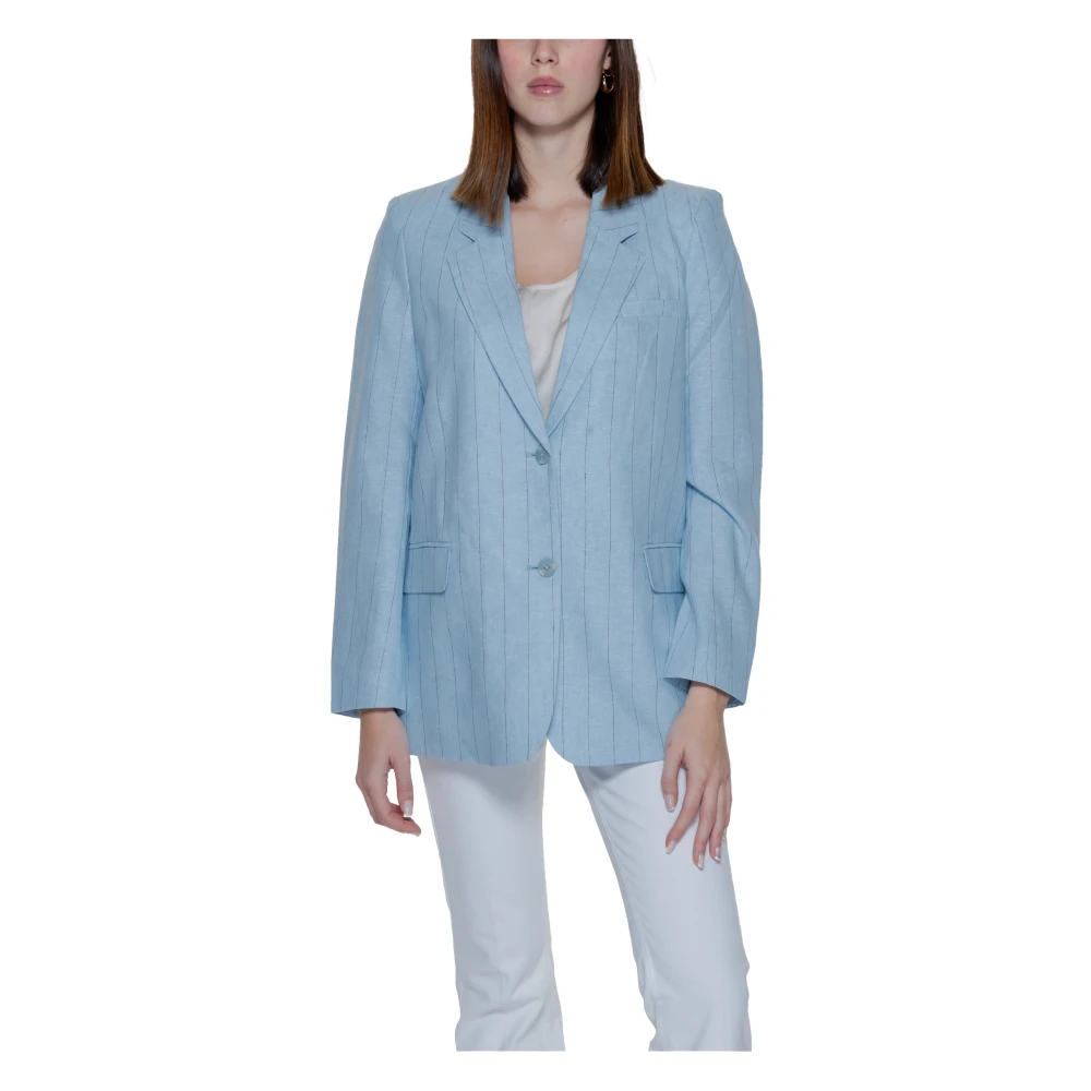 Vero Moda Pinstripe Linen Jacket Lente Zomer Collectie Blue Dames