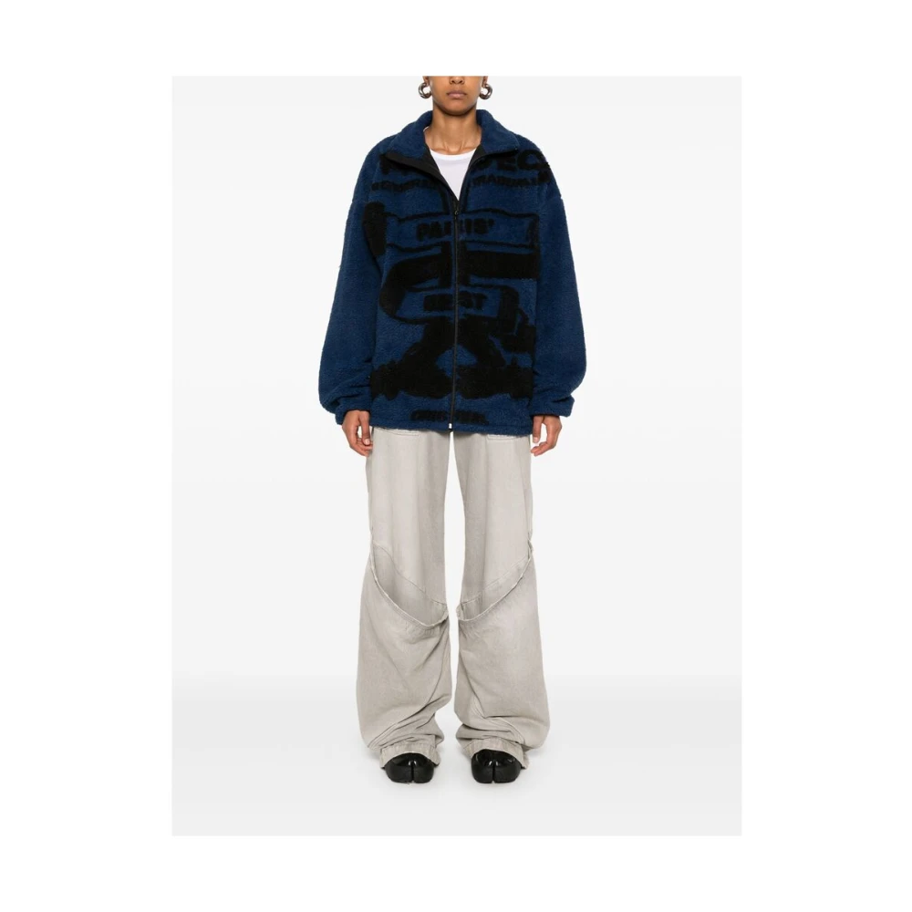 Y Project Blauw Zwart Fleece Jack Hoge Hals Blue Heren