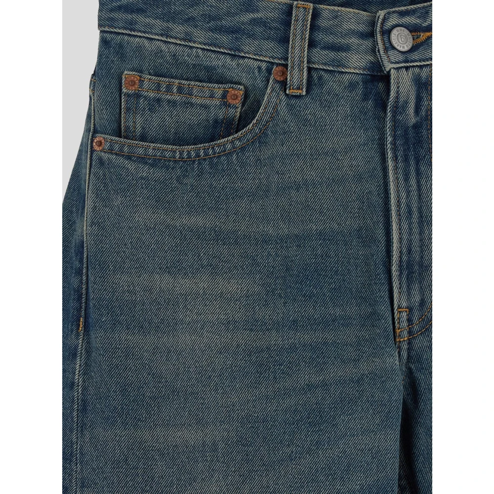MM6 Maison Margiela Wijde Pijp Katoenen Jeans Blue Dames
