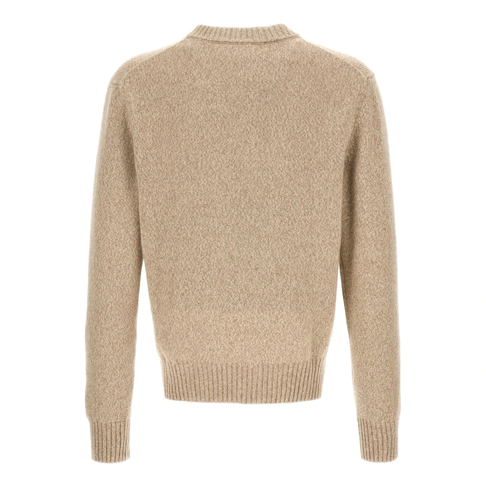 Ami Paris Beige Geribde Trui Beige Heren