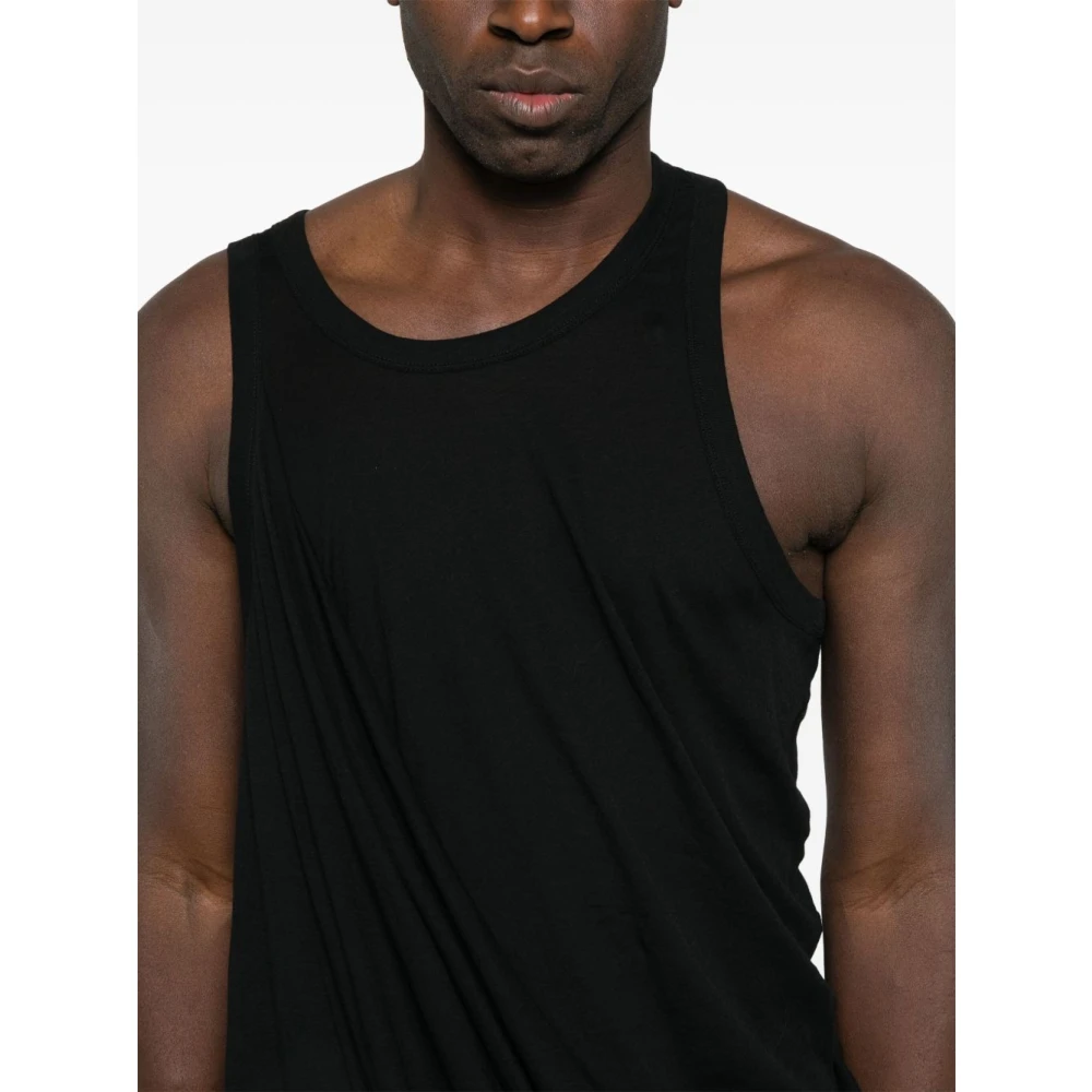 Rick Owens Gedrapeerde Top met Ronde Hals Black Heren