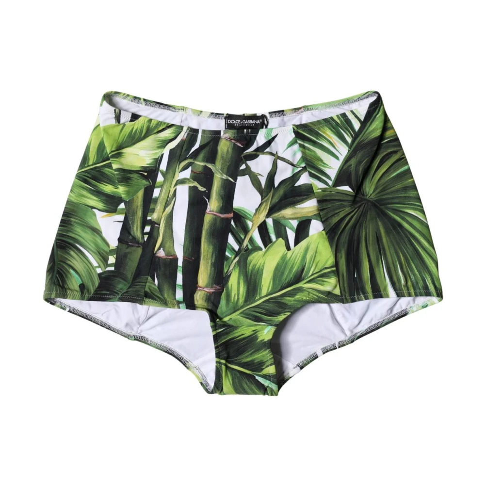 Dolce & Gabbana Donna Verde - Leaf Print High-Waisted Girdle Underwear - Swimwear - S