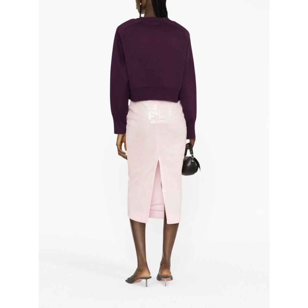 Rotate Birger Christensen Cropped Gebreide Jumper Purple Dames